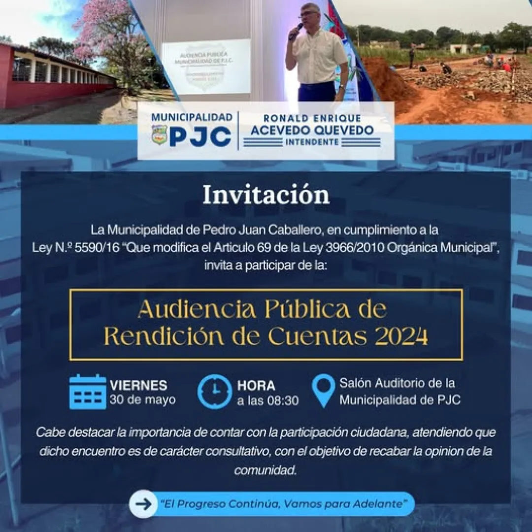 Intendente presentara su rendición de cuentas del 2024 el viernes