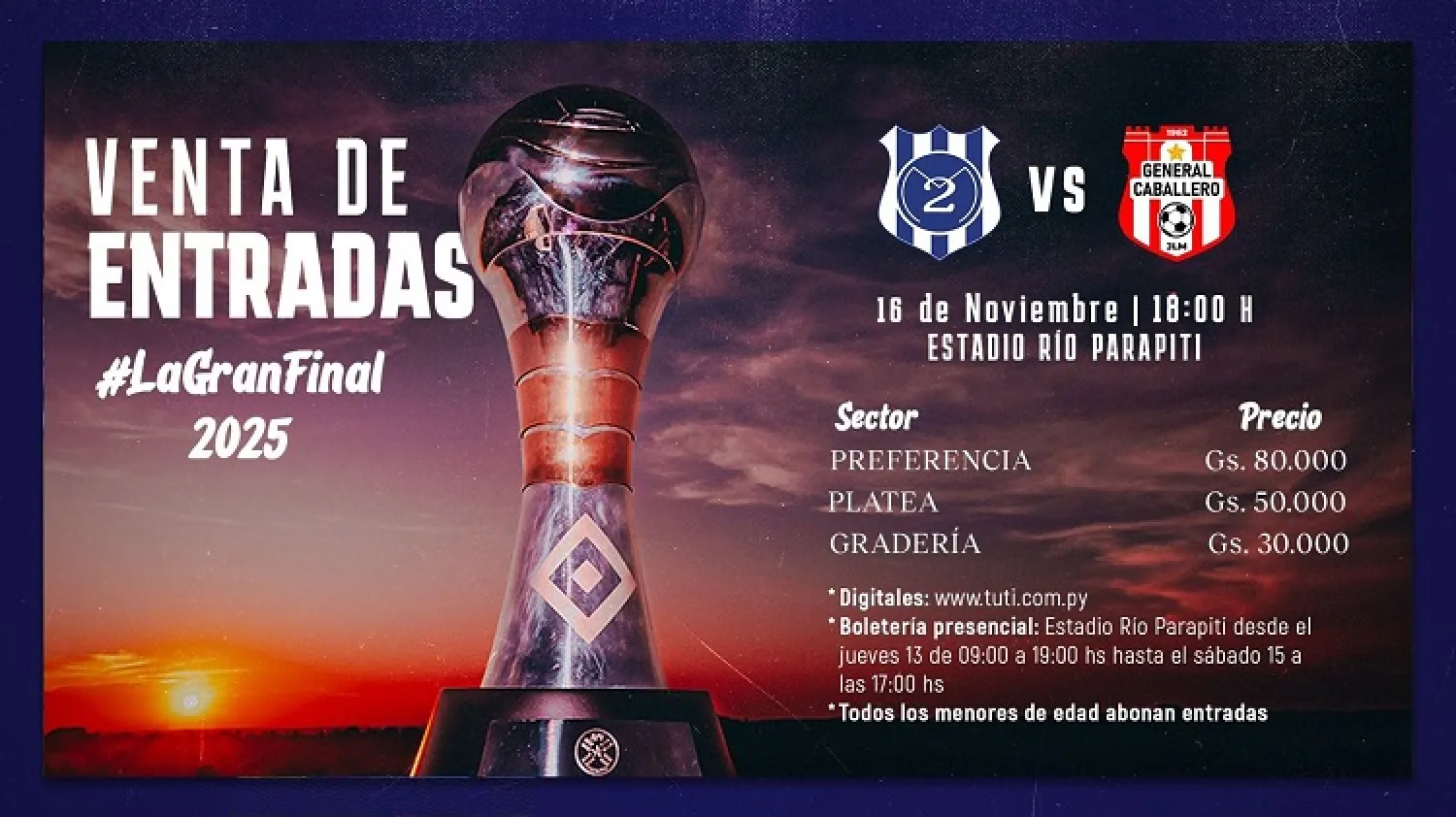 Salen a la venta entradas para la gran final