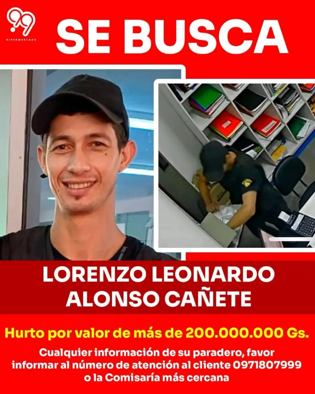 Guardia de seguridad es buscado como sospechoso de  robo de G. 200 millones