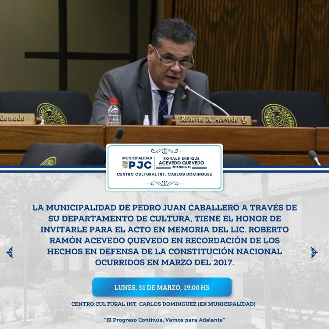 Acto en memoria del ex senador Robert Acevedo se realizará esta noche