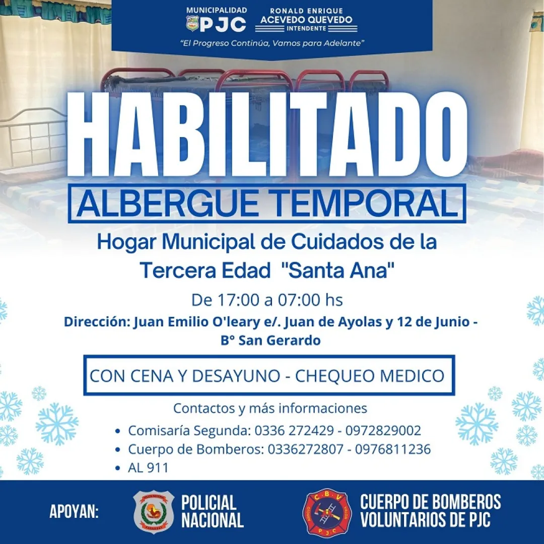 Municipalidad de Pedro Juan Caballero habilita albergue temporal para personas en situación de calle