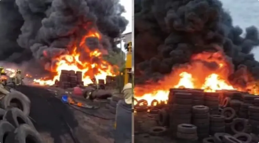 Voraz incendio consumió depósito de cubiertas al aire libre en PJC
