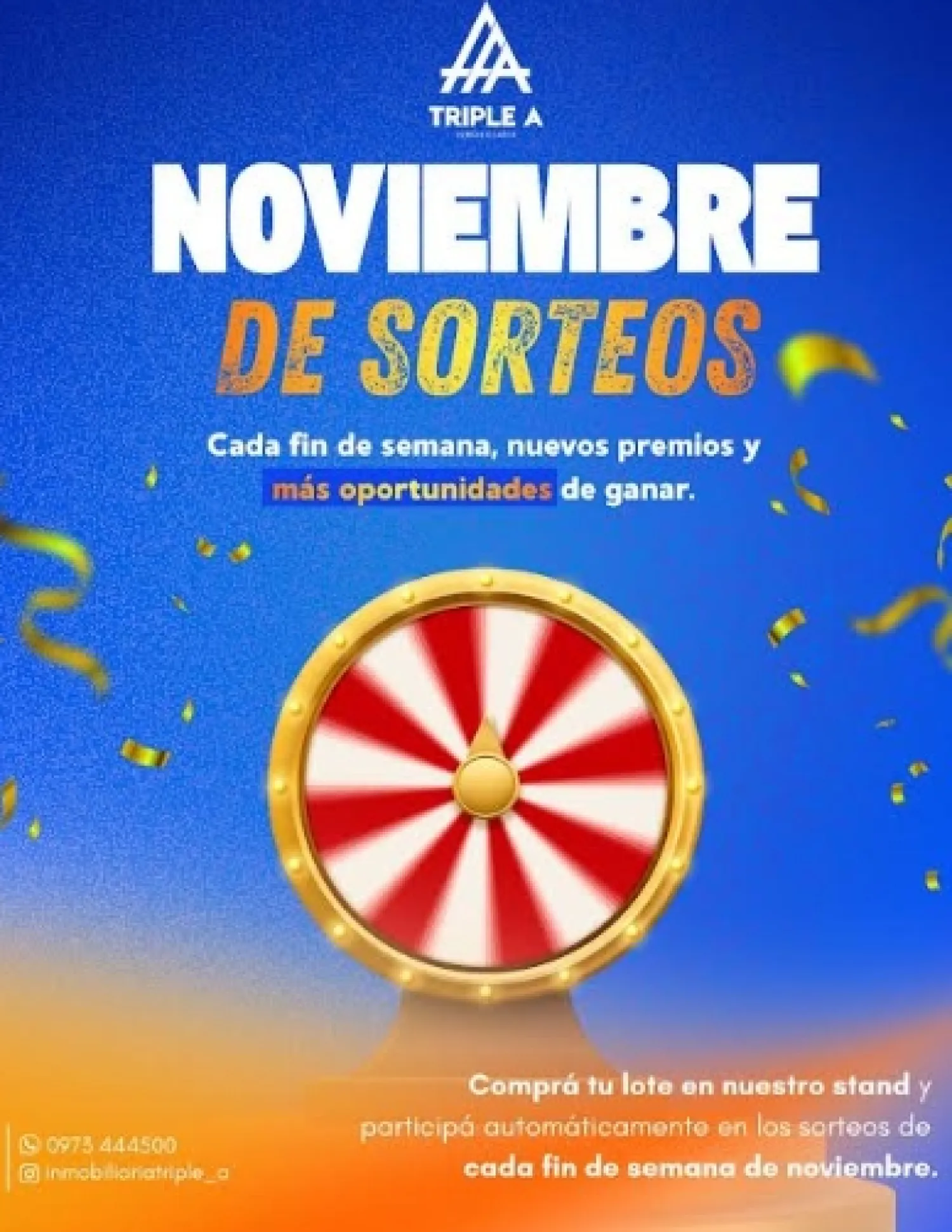 INMOBILIARIA TRIPLE "A" REGALA DURANTE LOS FINES DE SEMANA DE ESTE MES DE NOVIEMBRE