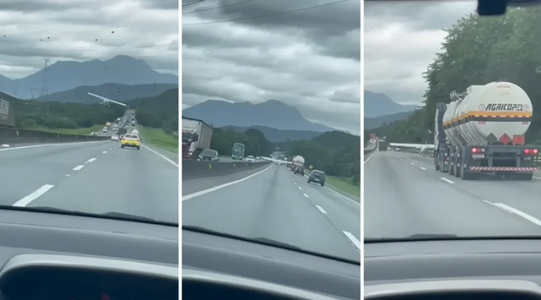 Avioneta aterriza de manera forzosa entre autos y camiones en una avenida de Brasil