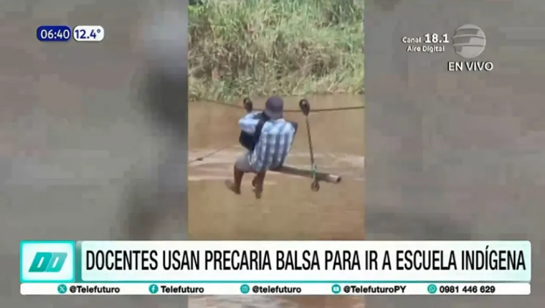 La travesía de maestros que cruzan el río Aquidabán para ir a enseñar a una escuela