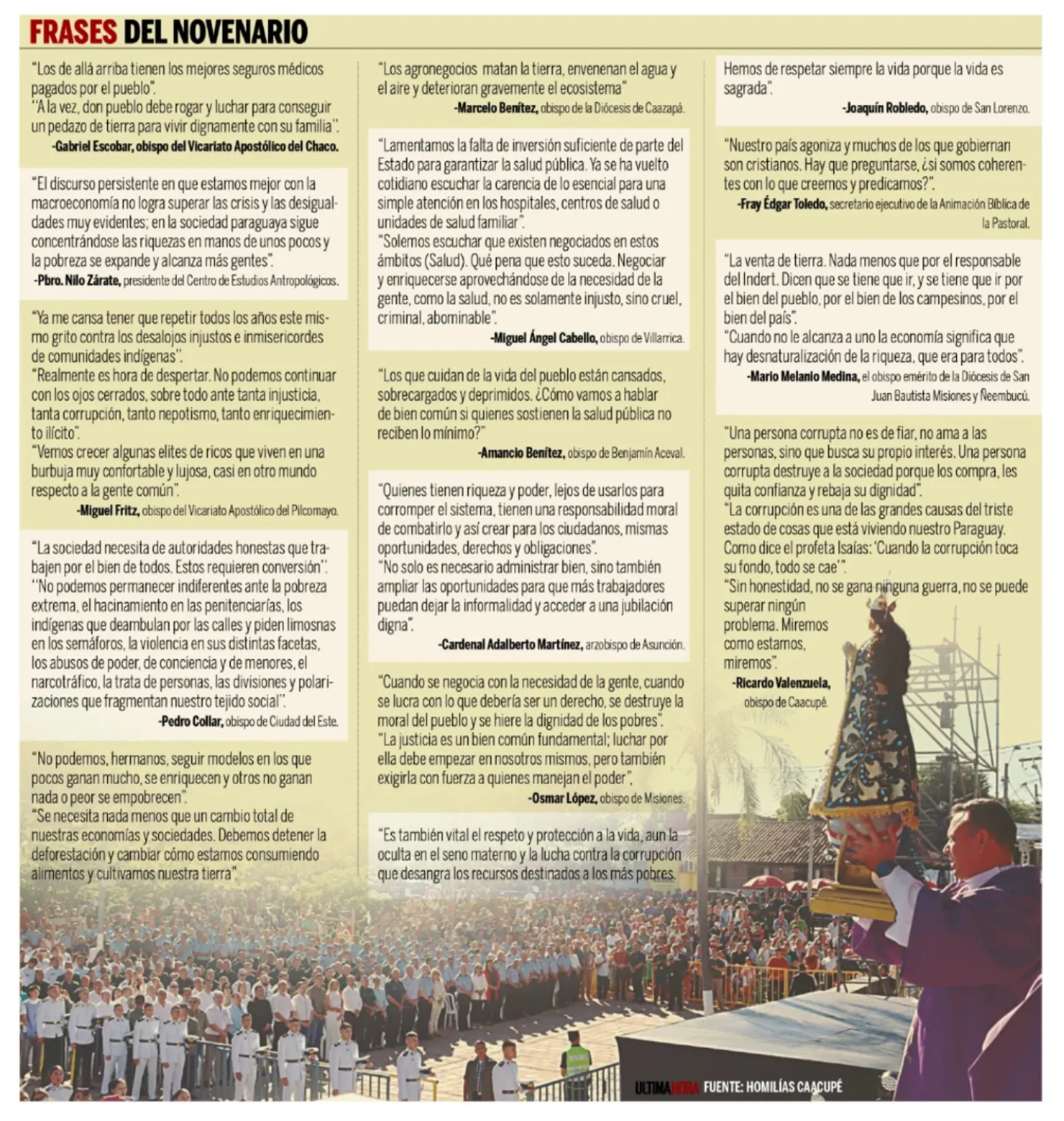 Caacupé: Homilías pusieron foco en la corrupción y carencias del pueblo