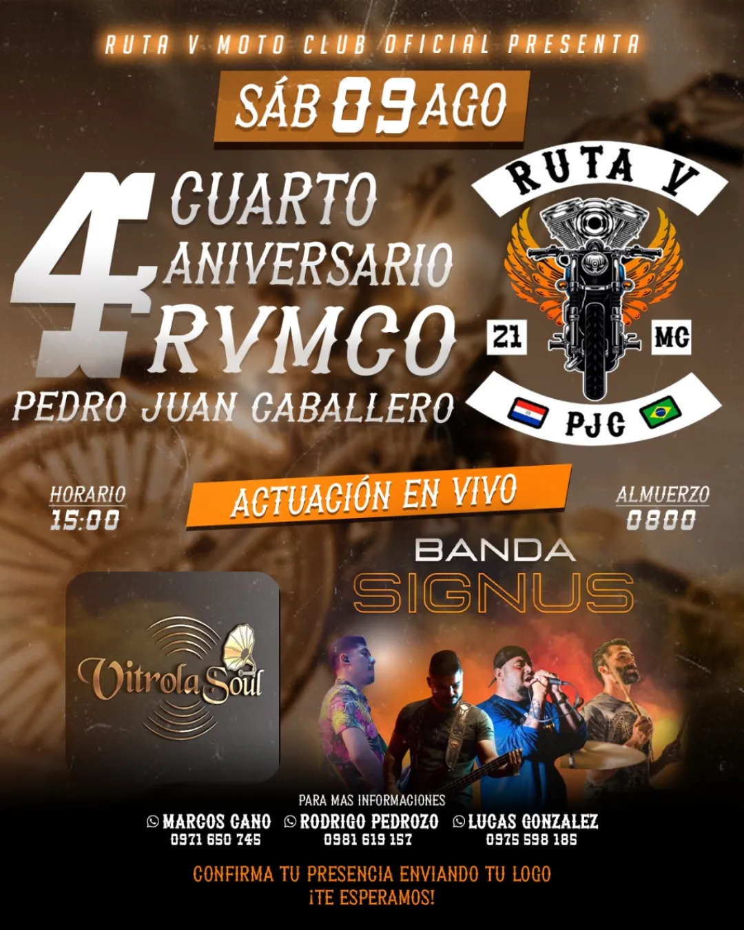 Se llega el cuarto aniversario del grupo "Moto Club Ruta V"