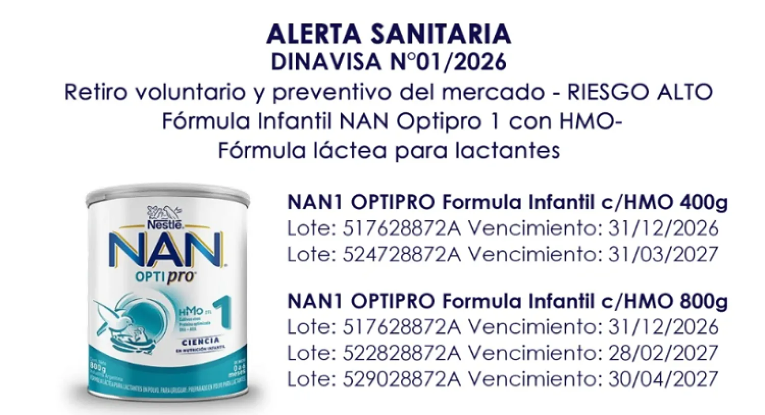 Alerta sanitaria: Retiran del mercado leche de fórmula por posible presencia de toxina