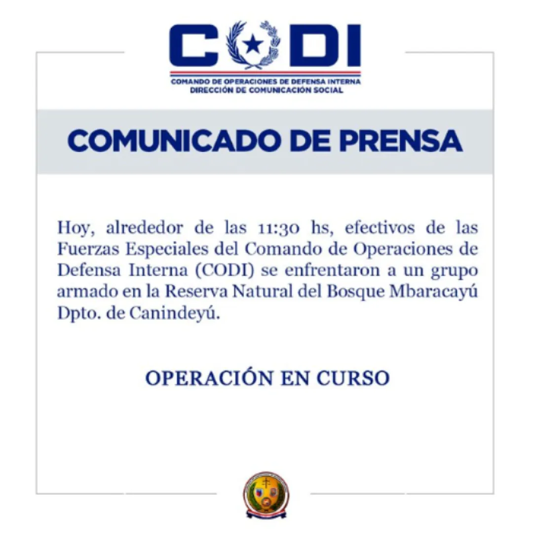 Militar herido tras enfrentamiento con grupo armado en Canindeyú