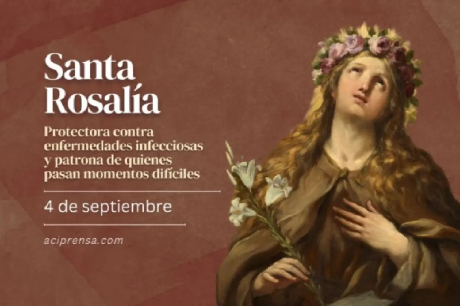 Hoy recordamos a Santa Rosalía, intercesora de quienes padecen enfermedades infecciosas