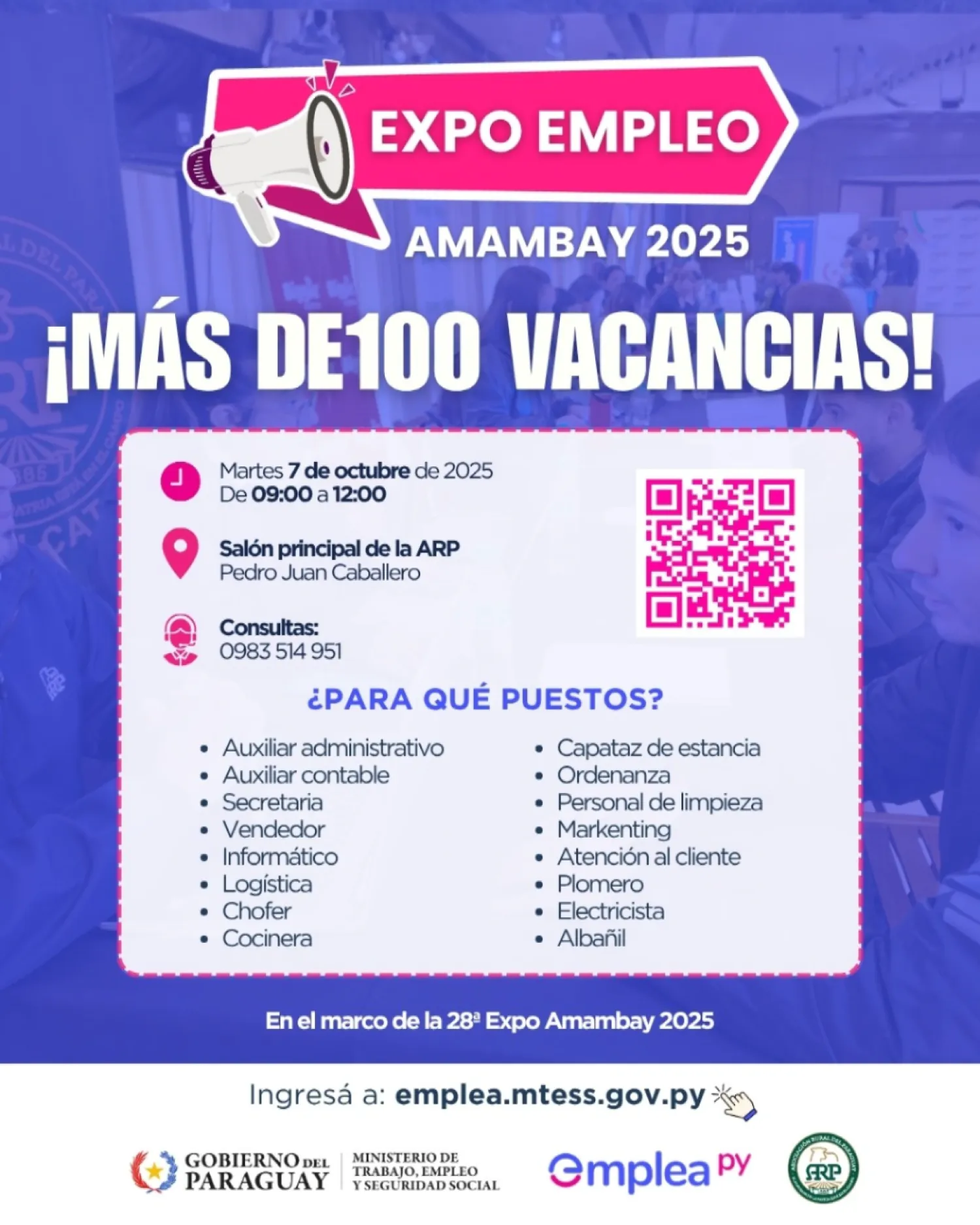 Expo Empleo Amambay 2025 ofrecerá más de 100 vacancias laborales