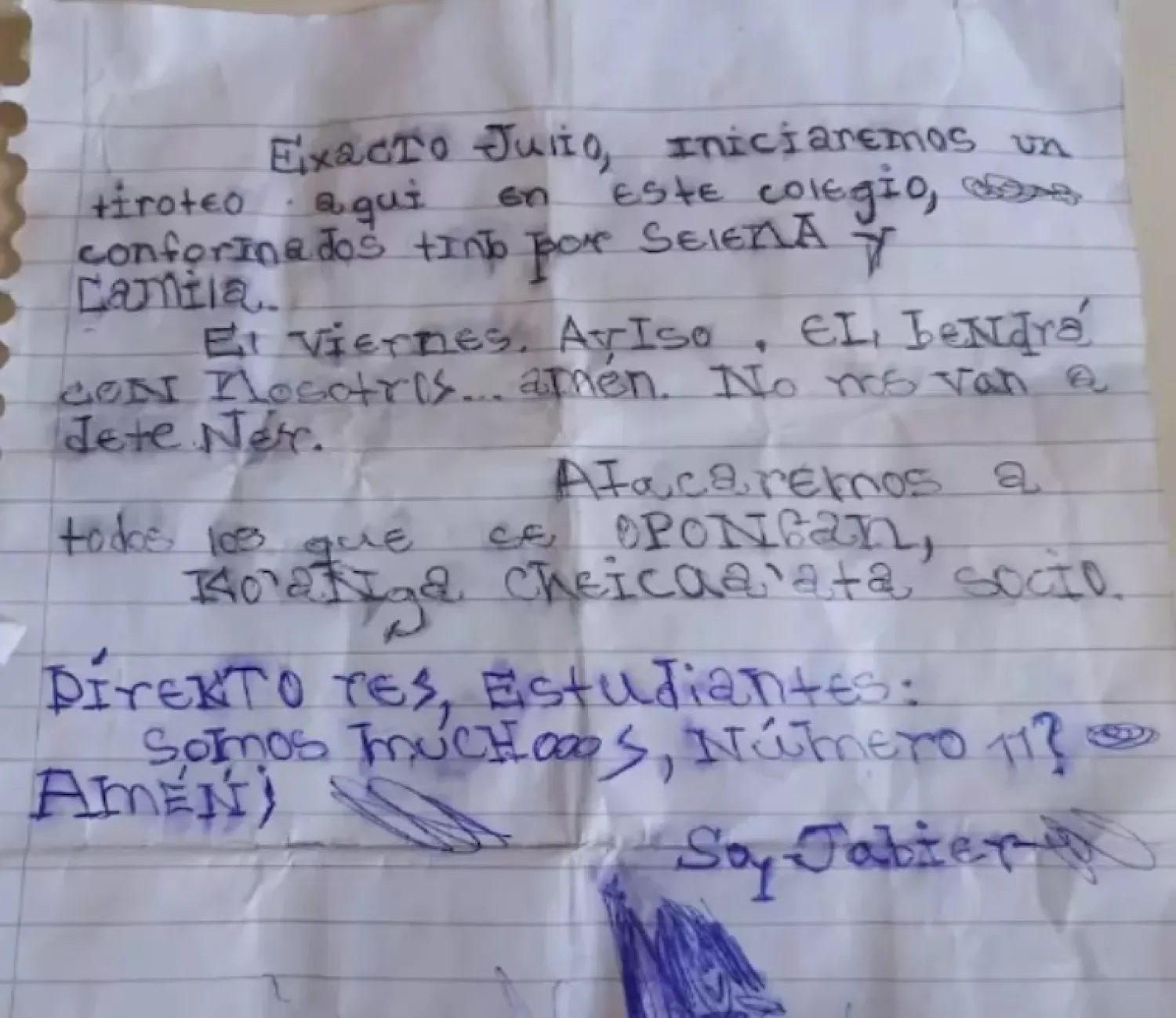 Amenaza de tiroteo alarma a familias de un colegio de Concepción