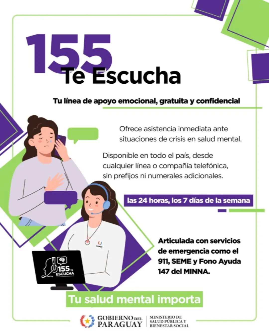 La línea 155 es el nuevo servicio de emergencia en salud mental