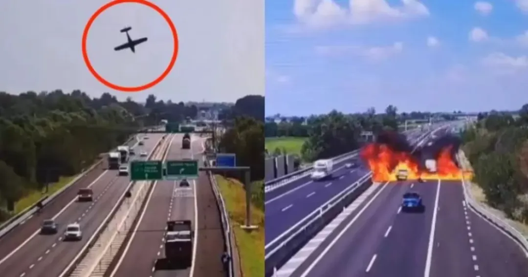 Tragedia en Italia: avión ligero se estrelló sobre una autopista y causó dos muertes