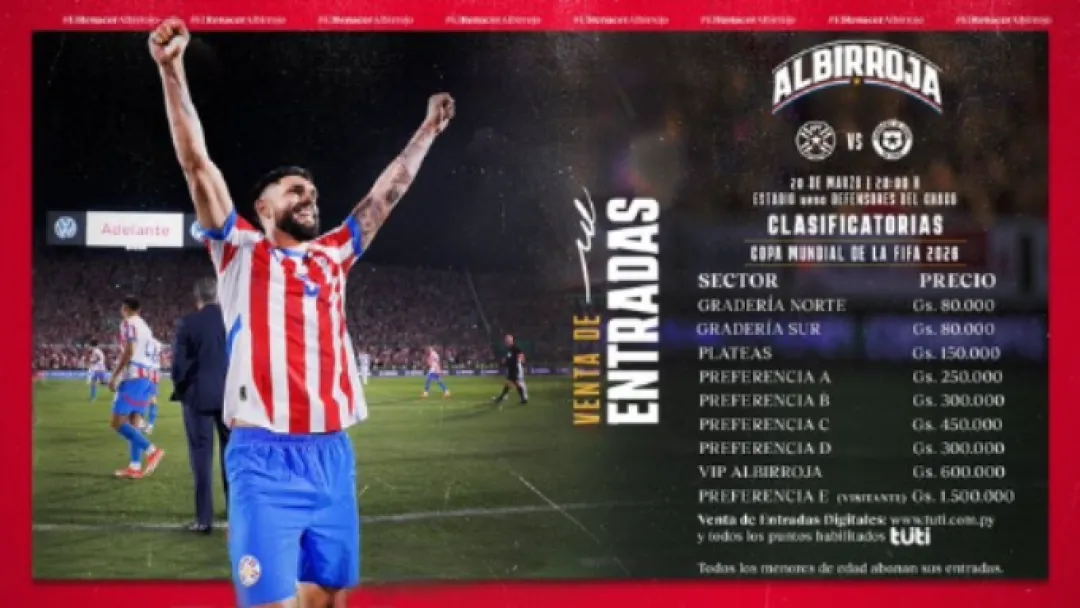 Últimas entradas disponibles para Paraguay vs Chile