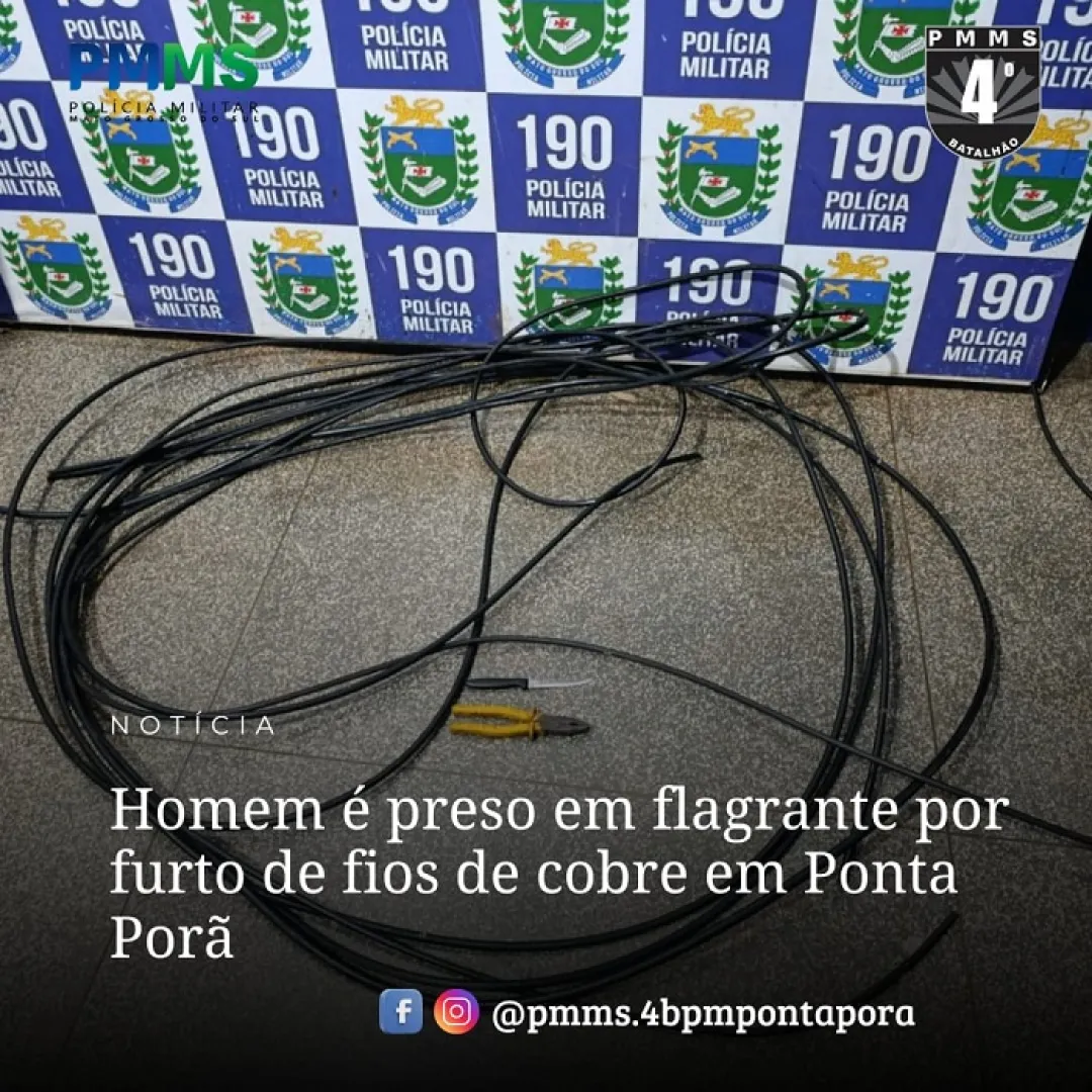 Hombre es detenido por robar cables de cobre en Ponta Porã
