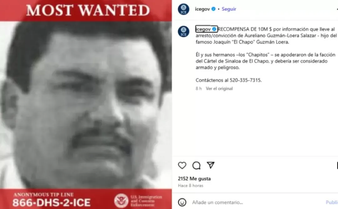 EEUU ofrece recompensa de 10 millones de dólares por captura de "El Guano", hermano del Chapo Guzmán
