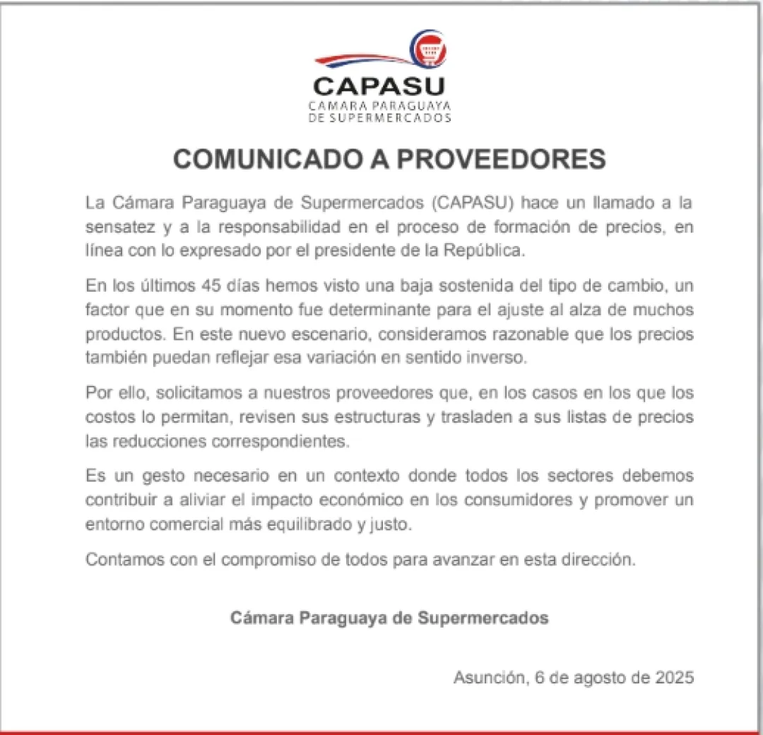 Supermercados analizan reducción de precios tras pedido de Peña
