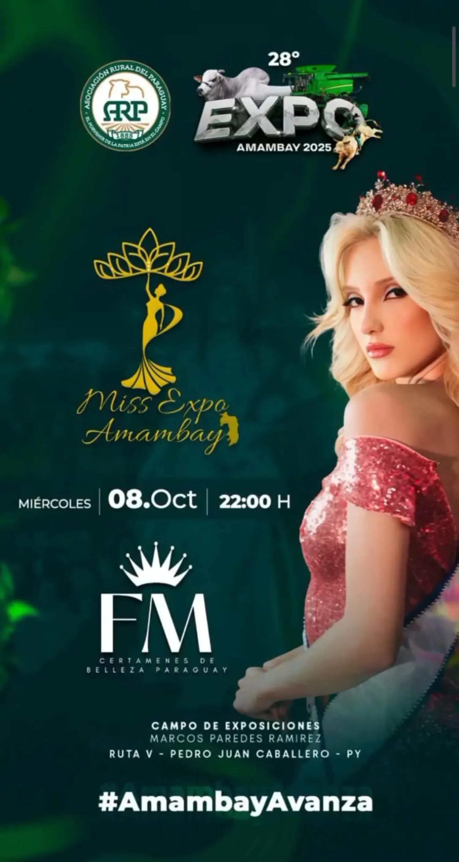 Hoy se realiza la elección de Miss Expo Amambay 2025