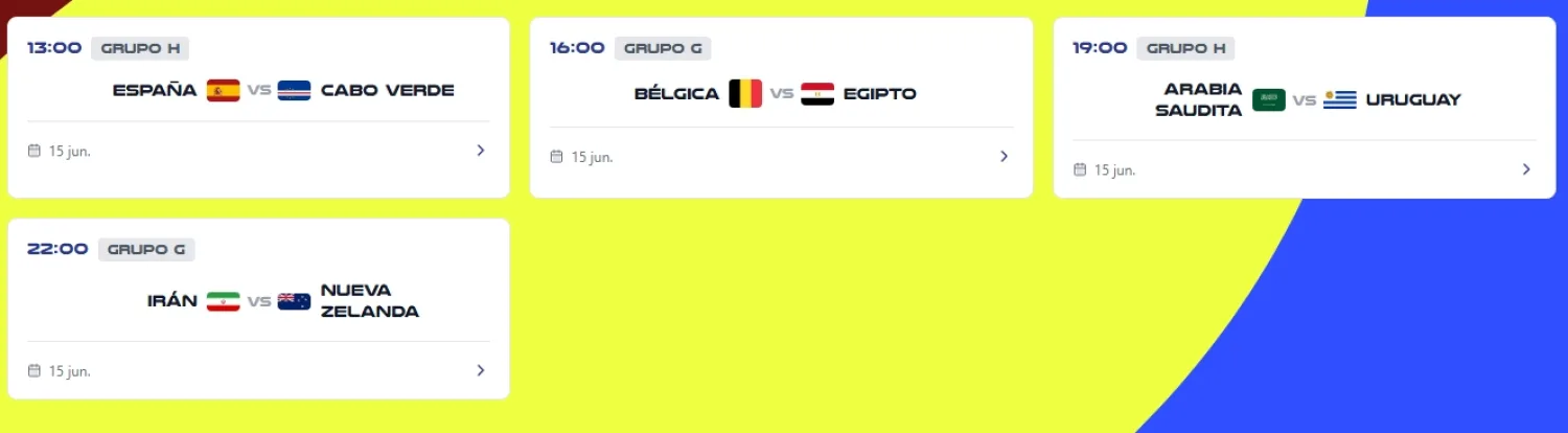PARTIDOS DE HOY LUNES POR EL MUNDIAL