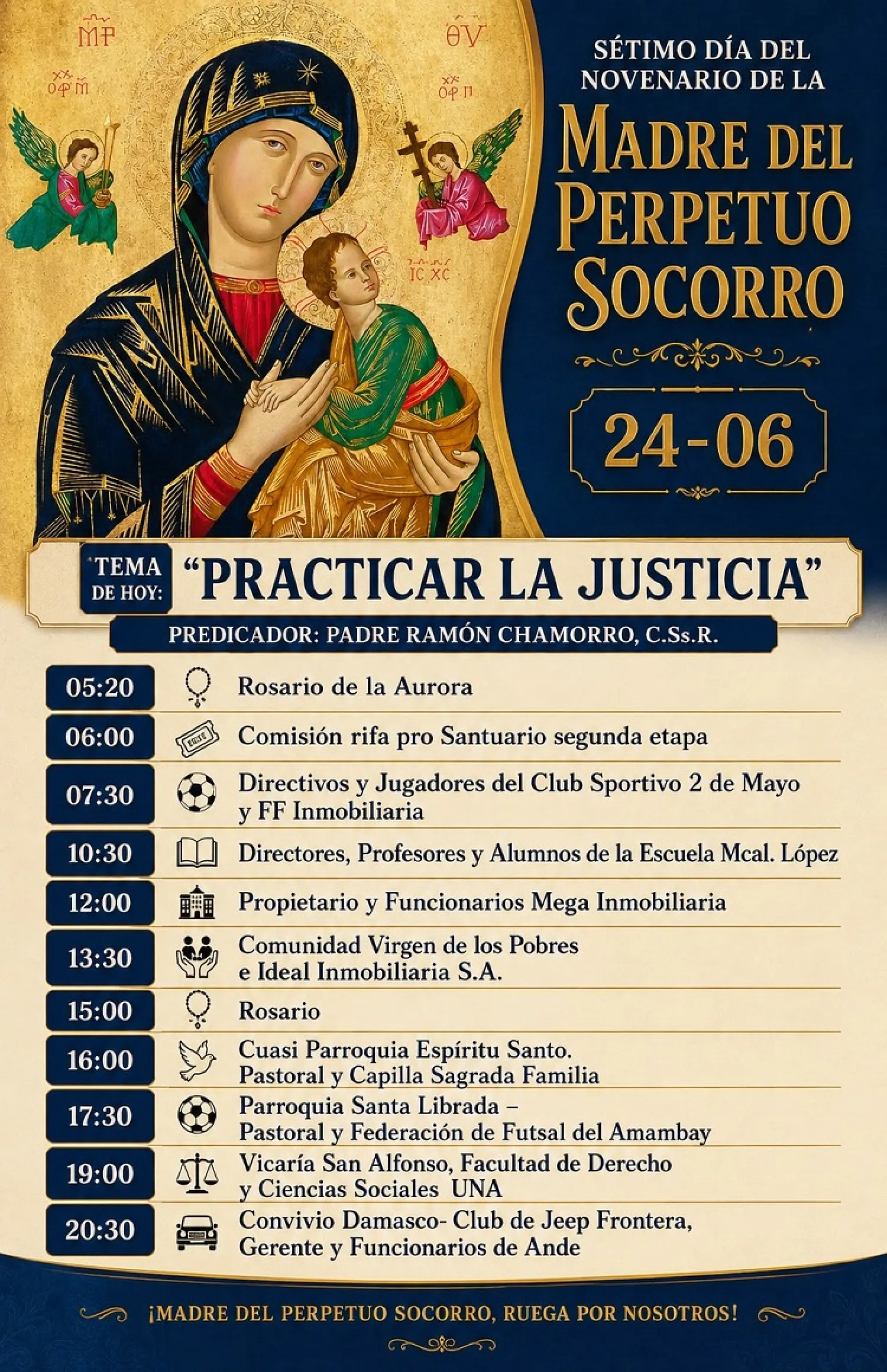 Sétimo día del novenario de la Madre del Perpetuo Socorro