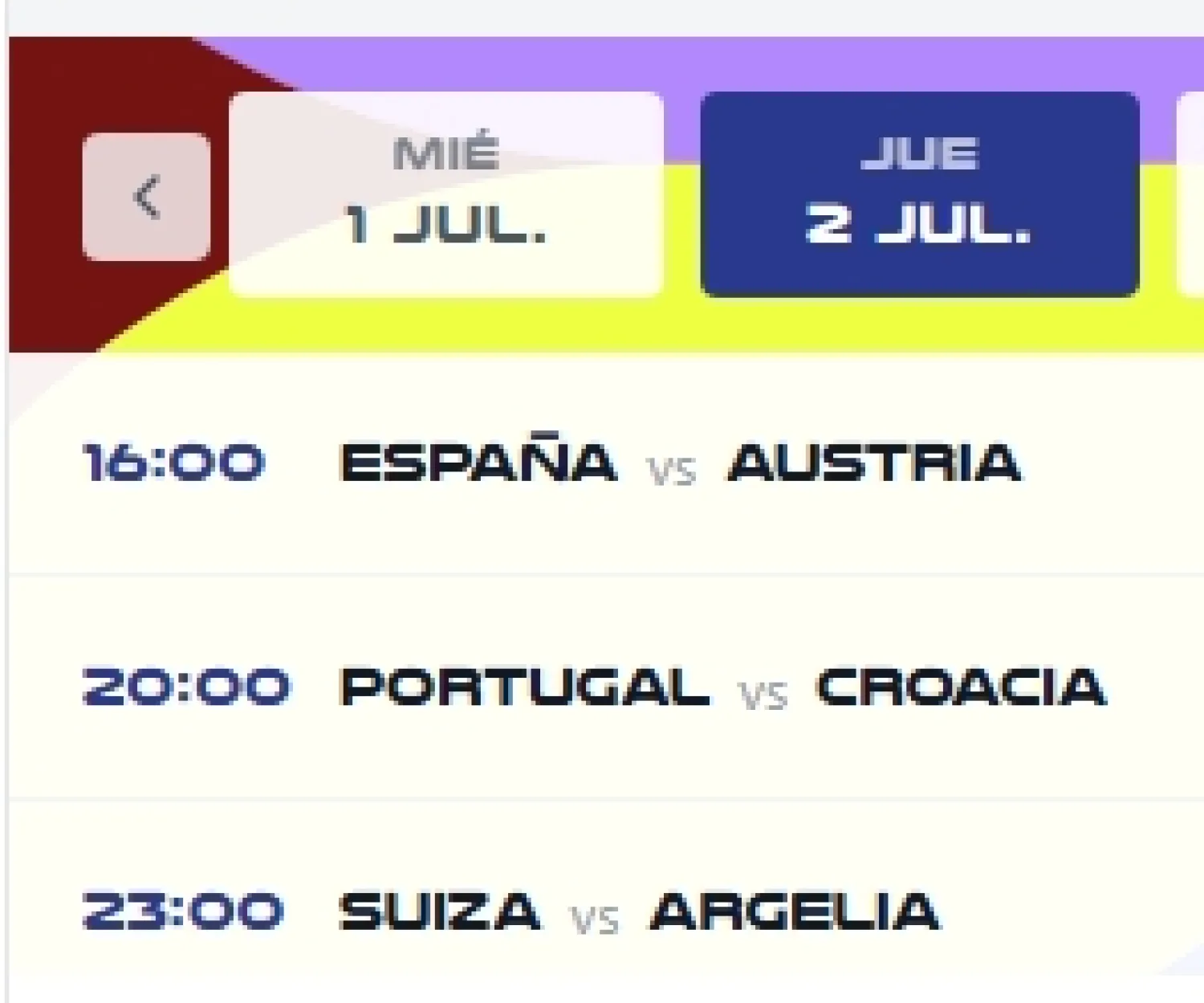 Los partidos de hoy jueves 2 de julio por el MUNDIAL 2026