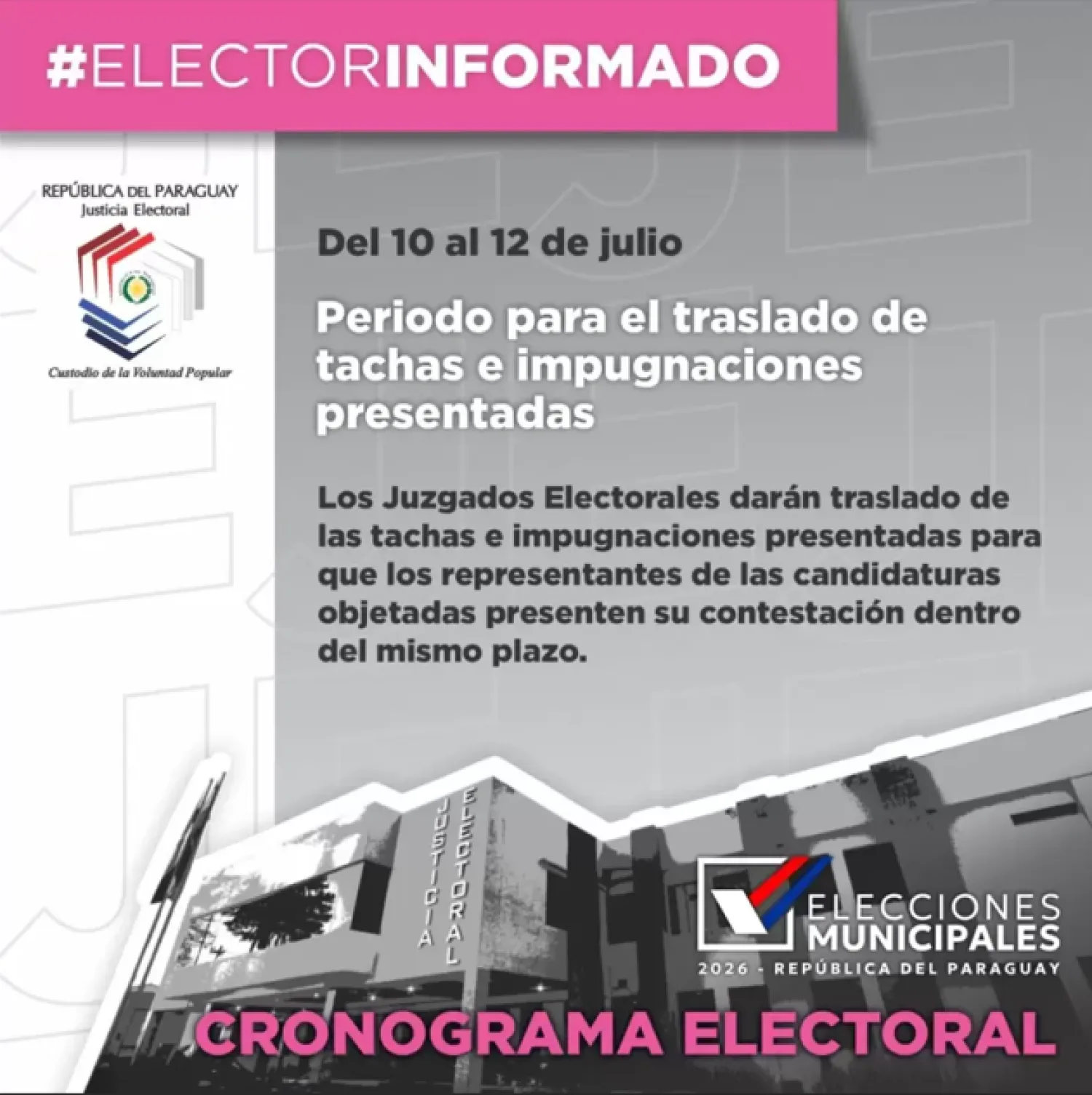 TSJE inicia el traslado de tachas e impugnaciones a candidaturas para las elecciones municipales