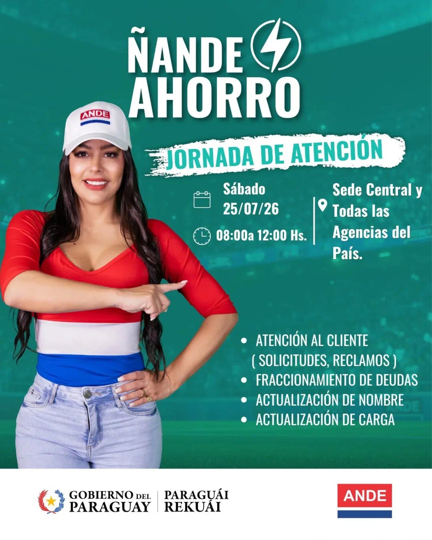 ANDE atenderá este sábado para facilitar trámites de la promoción Ñande Ahorro 2026