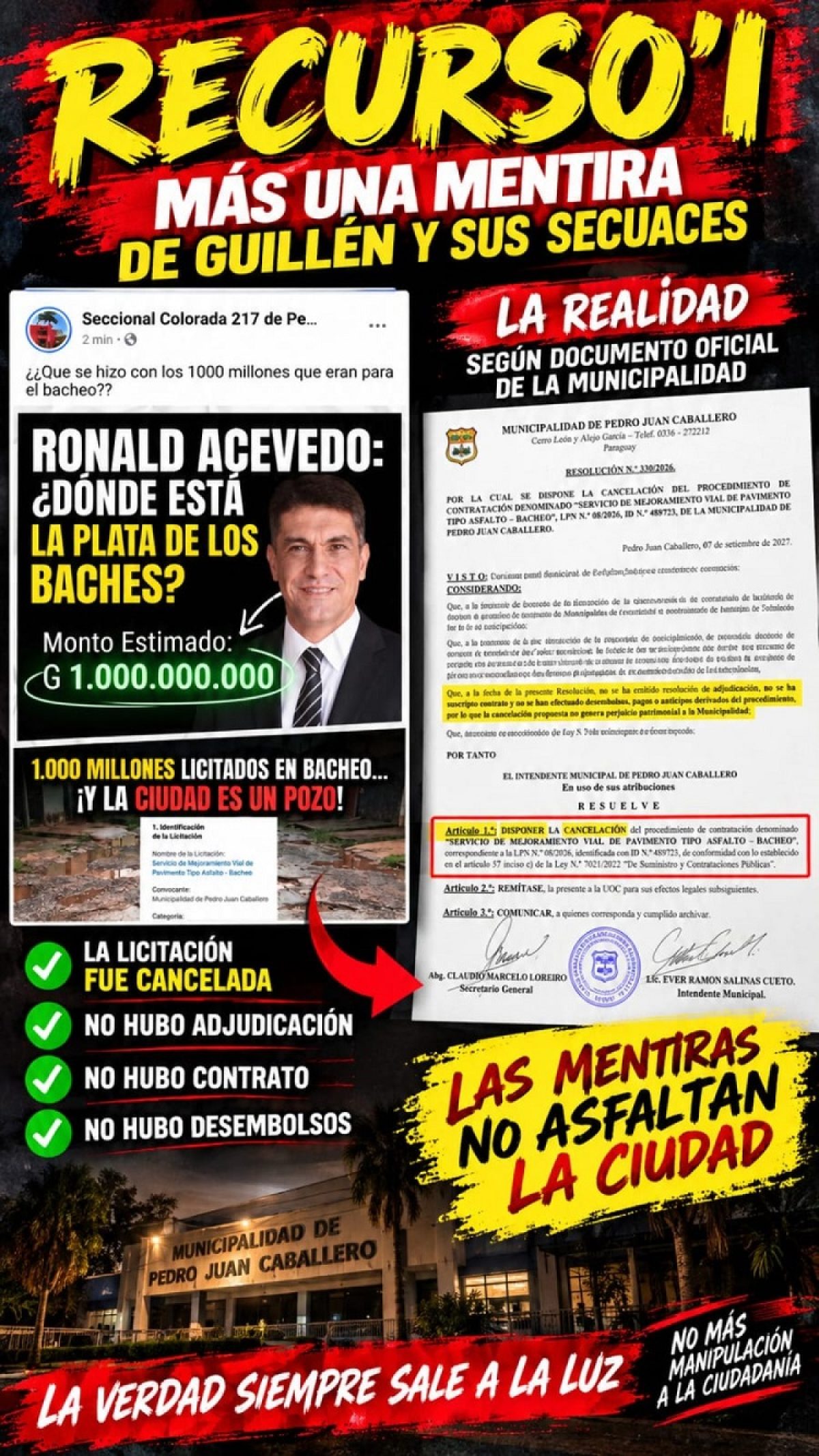 Campaña sucia y desesperada: Seccionaleros inventan "robo" de 1000 millones que nunca se gastaron