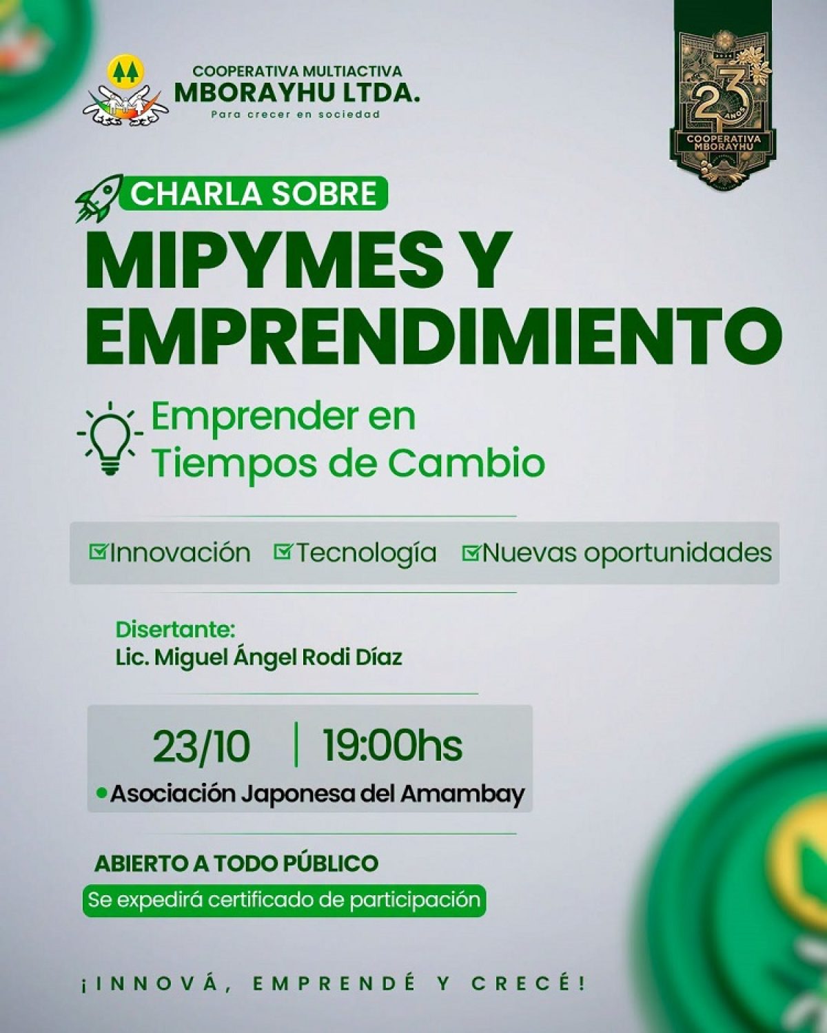 Cooperativa Mborayhu LTDA invita a charla sobre innovación y oportunidades
