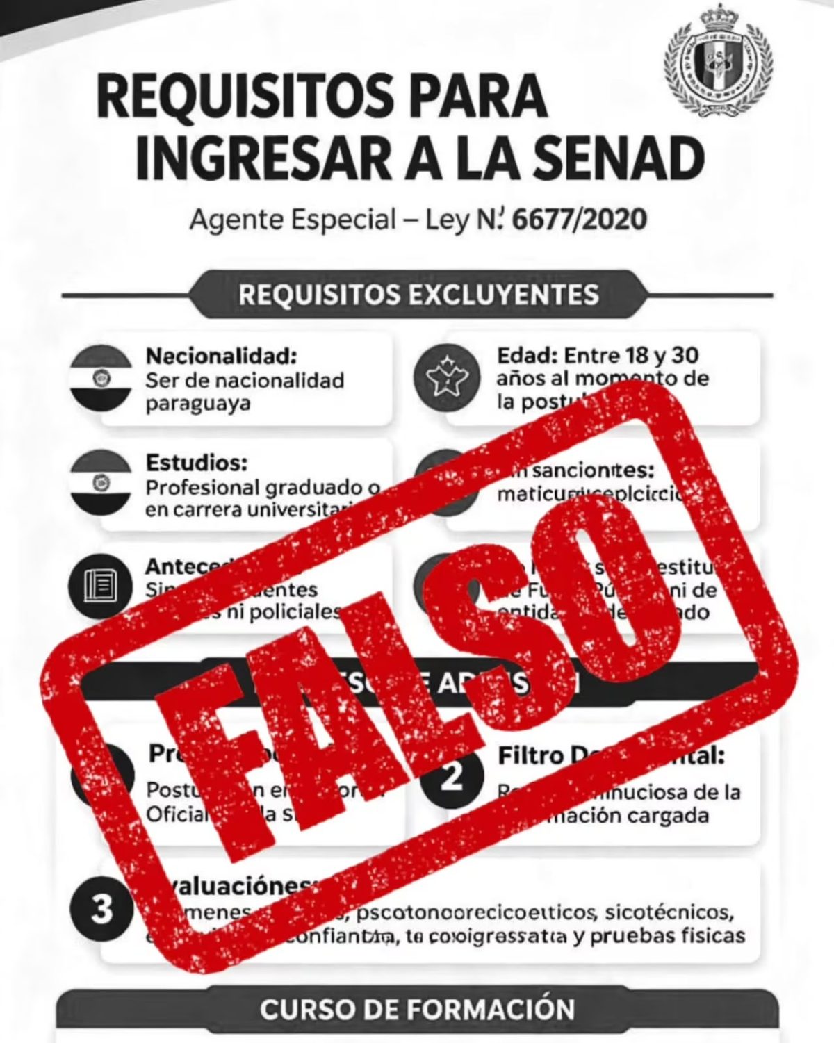 SENAD alerta sobre cursos falsos para aspirantes a agentes