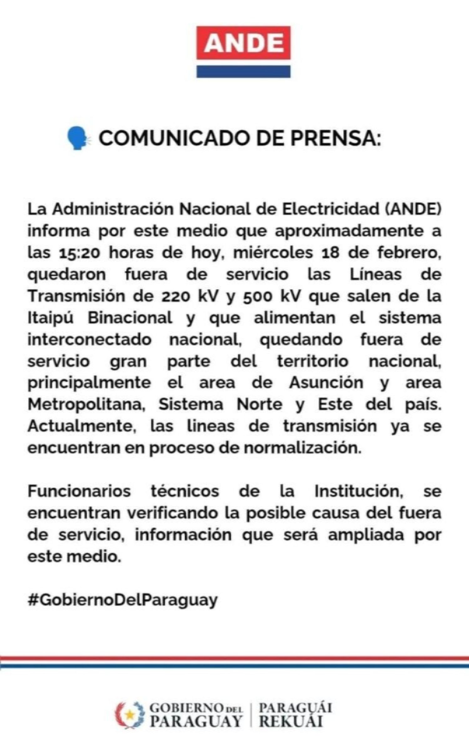Falla en líneas de transmisión deja sin energía a gran parte del país en plena ola de calor