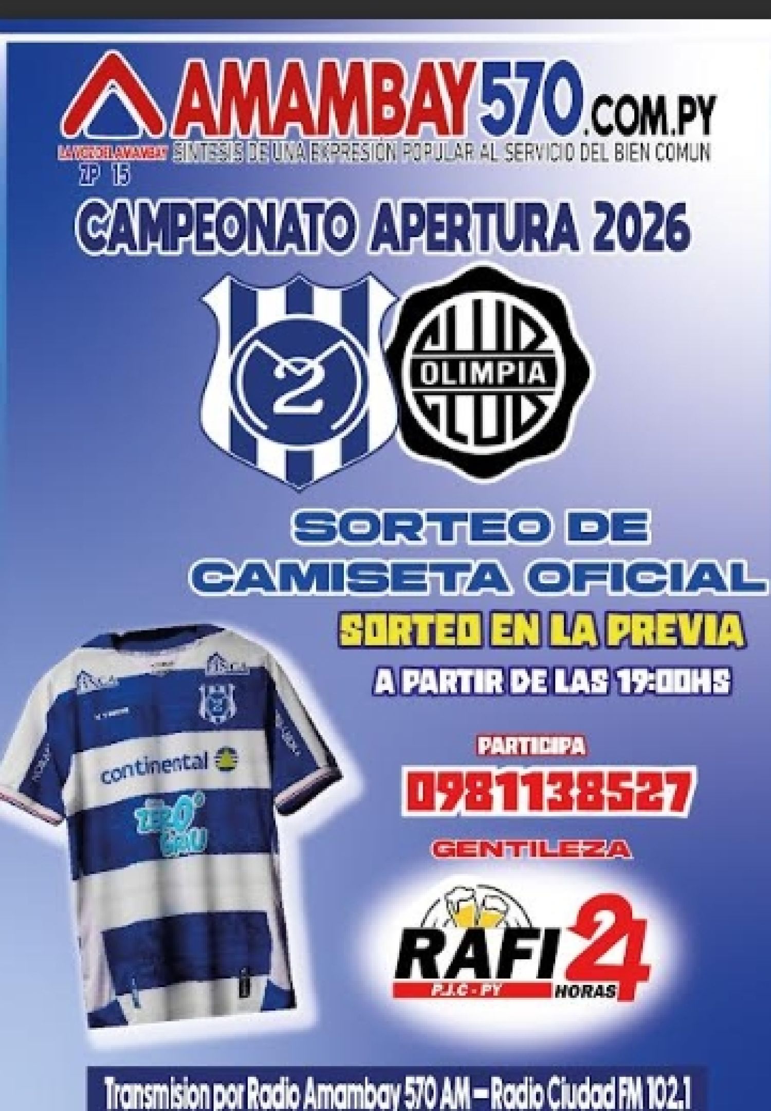2 de Mayo y Olimpia juegan hoy. Sintoniza la emisora y gánate premios durante el partido