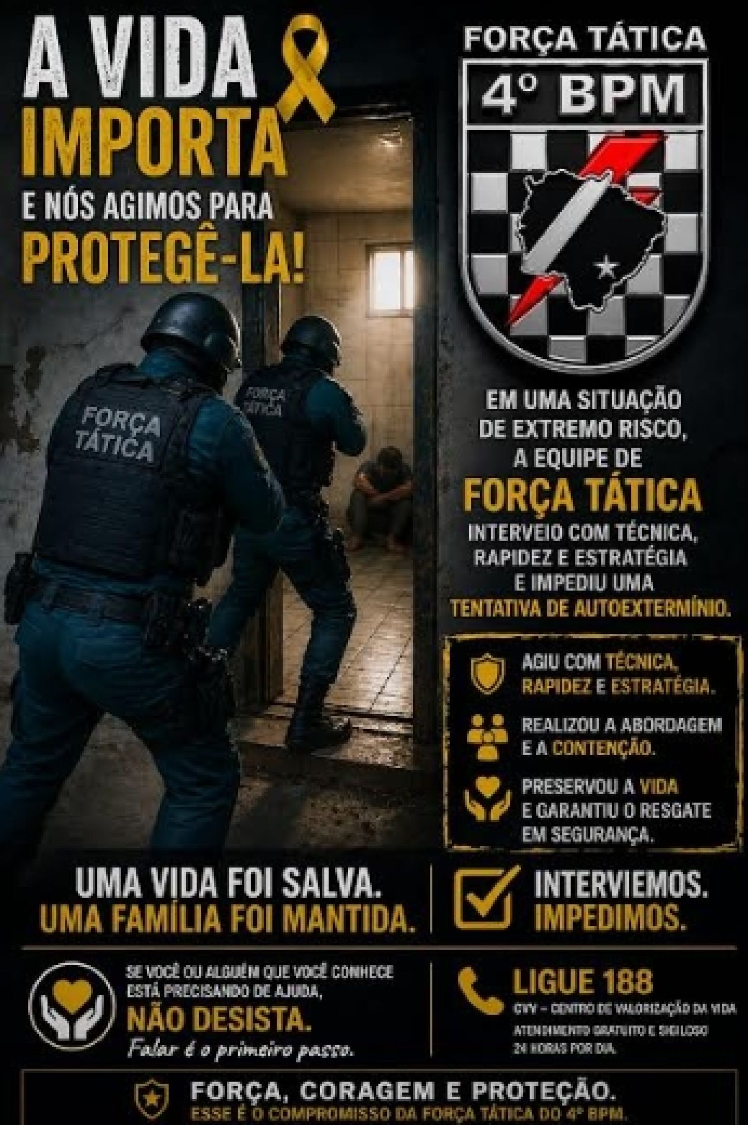 Fuerza Táctica del 4º BPM salva vidas durante un incidente en Ponta Porã
