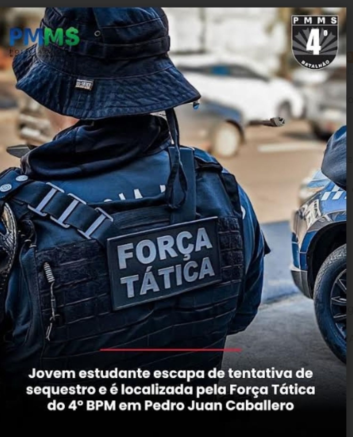 Joven estudiante escapa de un intento de secuestro y es localizado por la Fuerza Táctica del 4º BPM en Pedro Juan Caballero